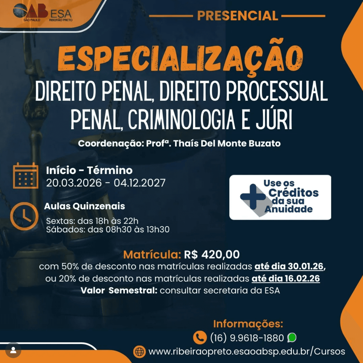 📙 ESA OAB RP: Especialização Em Direito Penal, Direito Processual Penal, Criminologia E Tribunal Do Júri